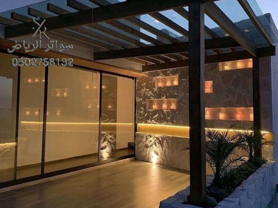 تصميم مظلات جلسات خشب الرياض